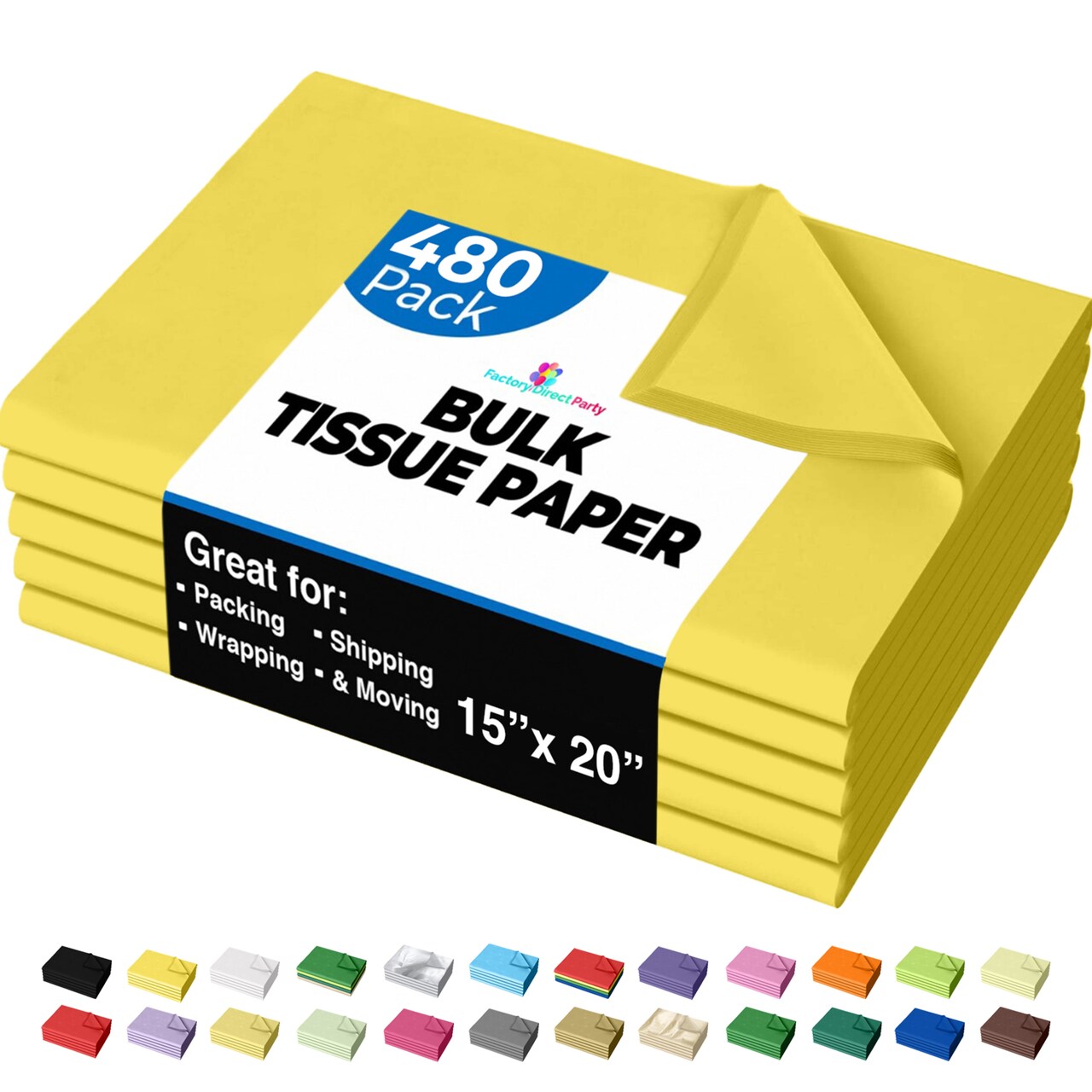 Tissue Paper for Gift Bags - 15" x 20" Bulk Tissue Paper Dark Blue 480 Sheets - 10lb Newsprint for Packing, Birthday Gift Box Filler, Packing Supplies for Moving Supplies